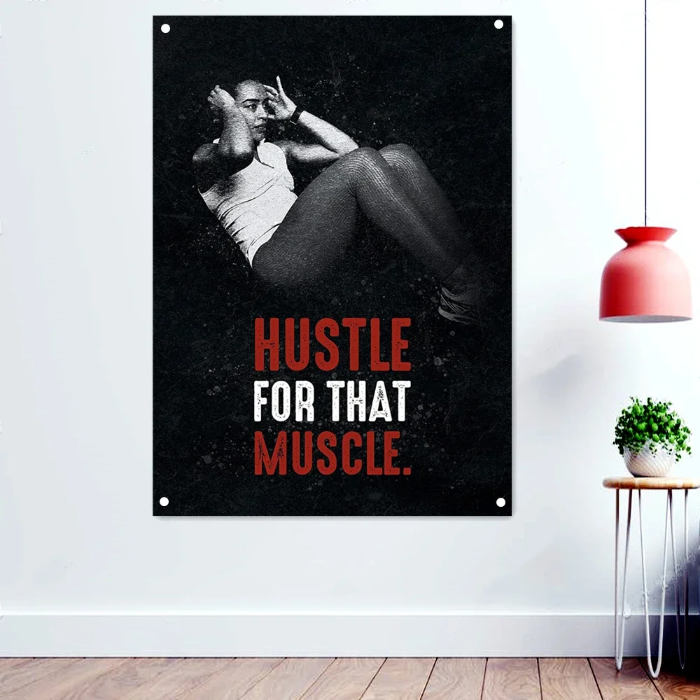 Yoga Fitness Wallpaper - 「その筋肉のために頑張れ」フィットネスワークアウトモチベーションポスター壁紙吊り下げ絵画ヨガボディビルディングフラッグバナージム装飾