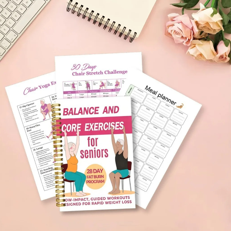 Yoga Fitness Journal - 高齢者向けチェアヨガエクササイズノート 50ページの座り姿勢ヨガガイド、柔軟性とバランスのトレーニングのためのフィットネスプランナージャーナル