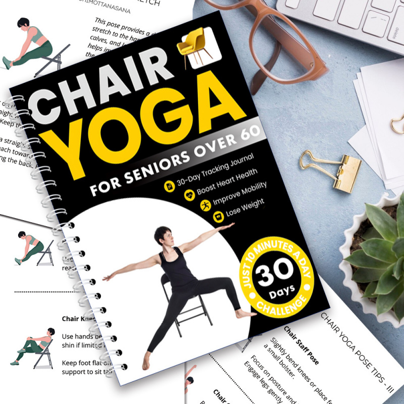 Yoga Fitness Journal - 60歳以上の方のための30日間チェアヨガフィットネスガイド - 13.97x21.08cm スパイラル綴じエクササイズジャーナル（優しい動きやすいデザイン）