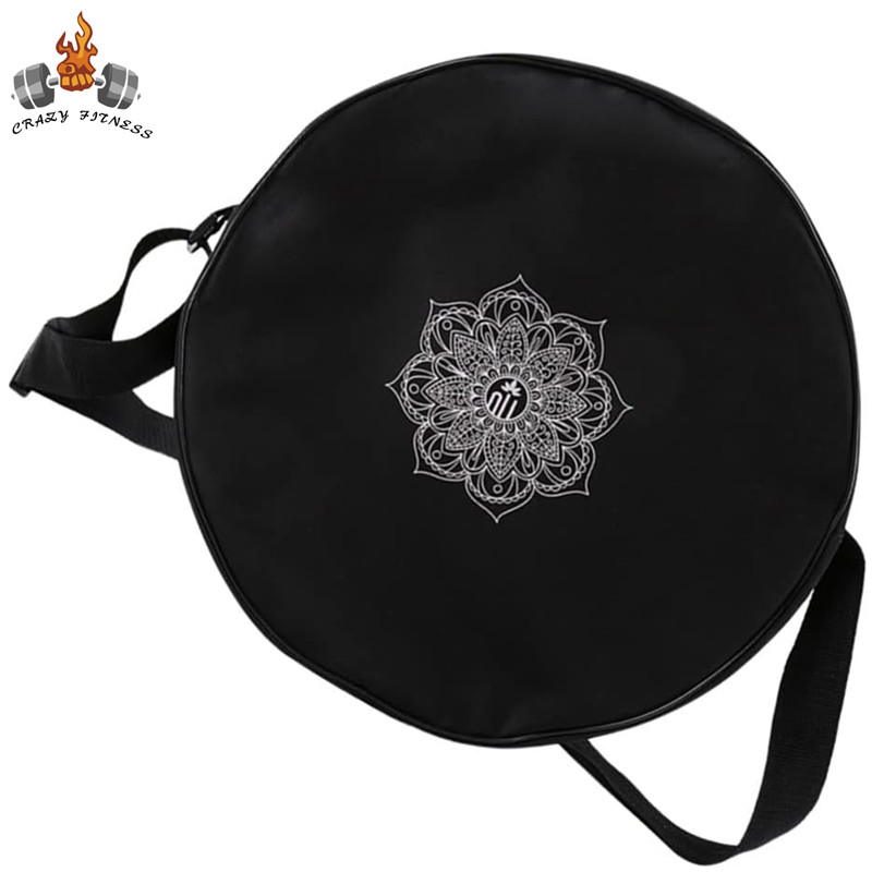 Yoga Fitness Wheel - ヨガホイールバッグナイロンブラックマンダラフラワーヨガサークルバッグ大容量ダブルジッパーピラティスホイールバックパックフィットネススポーツバッグ