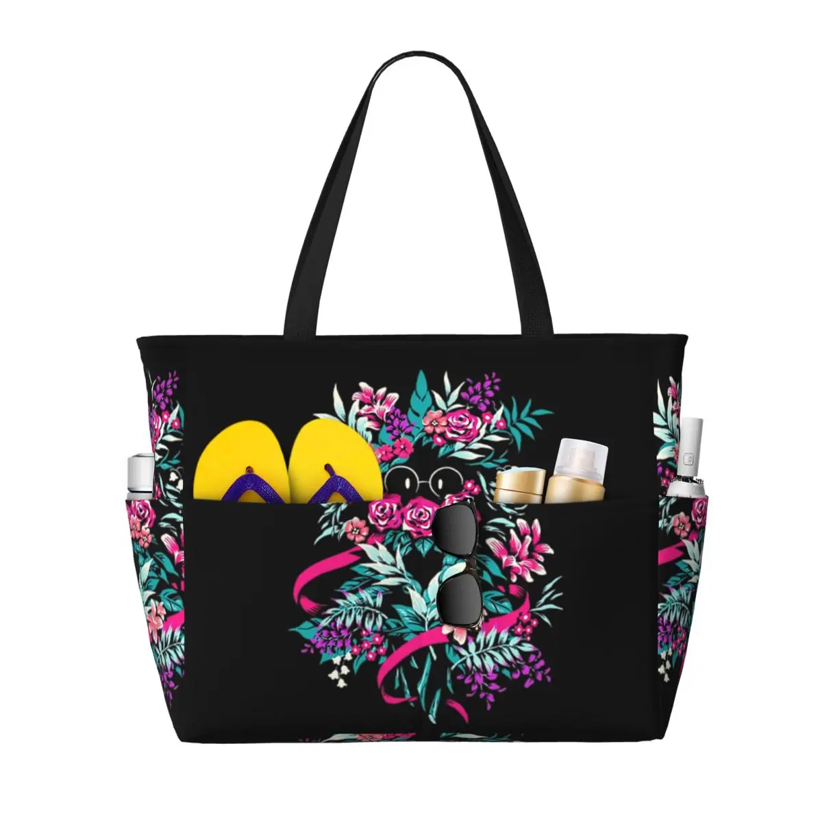 Yoga Fitness Merch - Deltarune Spamton Merch Ralsei フローラルビーチトートバッグ スポーツジムヨガダッフル