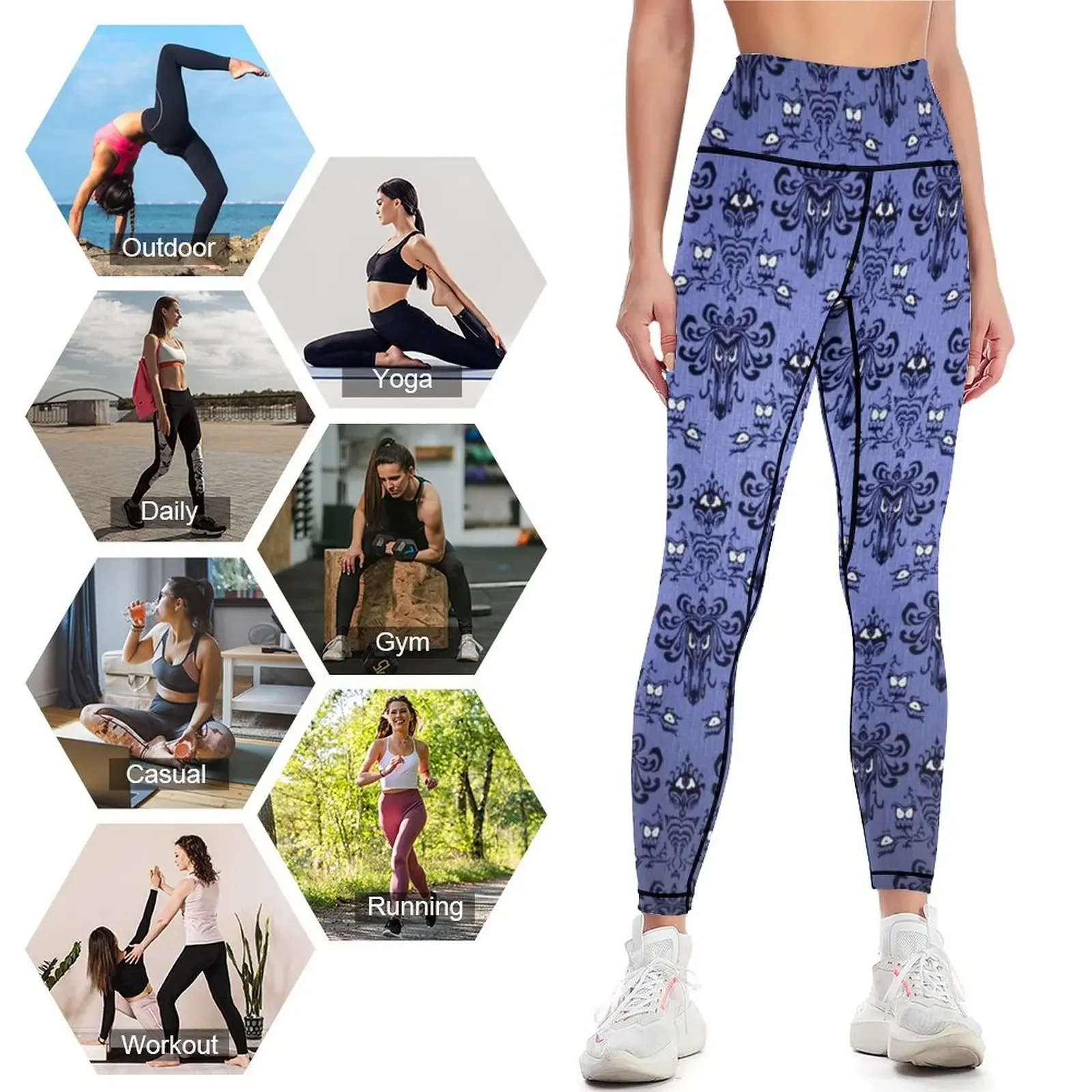 ホーンテッド・マンション・ウォールペーパー・レギンス 女性用 - Yoga Fitness Wallpaper のレビューと価格