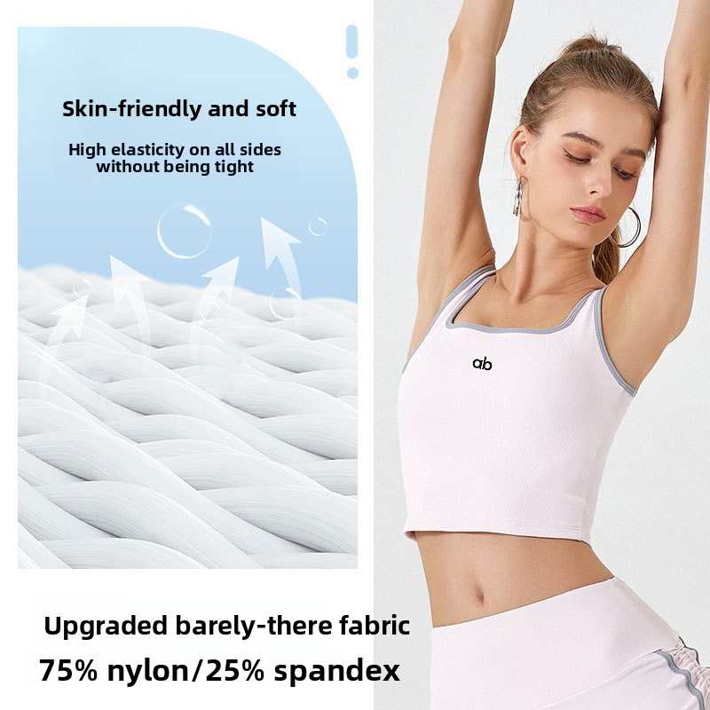 女性用サマーリブヨガタンクトップ、内蔵パッド付きストラップ、 - Yoga Mat For Fitness のレビューと価格