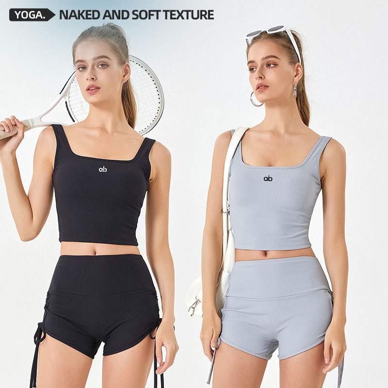 女性用サマーリブヨガタンクトップ、内蔵パッド付きストラップ、 - Yoga Mat For Fitness のレビューと価格