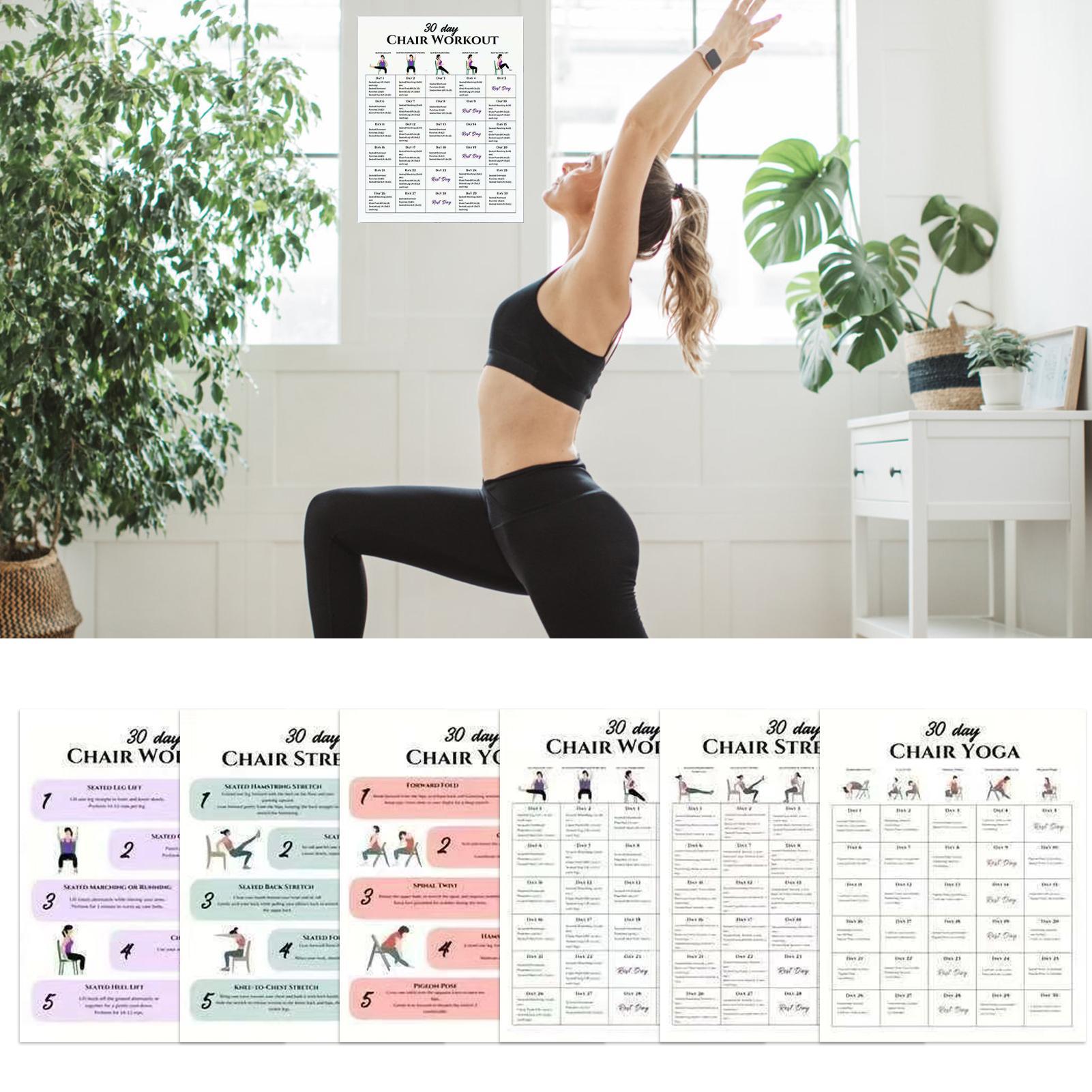 6枚 30日間の椅子エクササイズプランポスター 高齢者向けフ - Yoga Fitness Wallpaper のレビューと価格