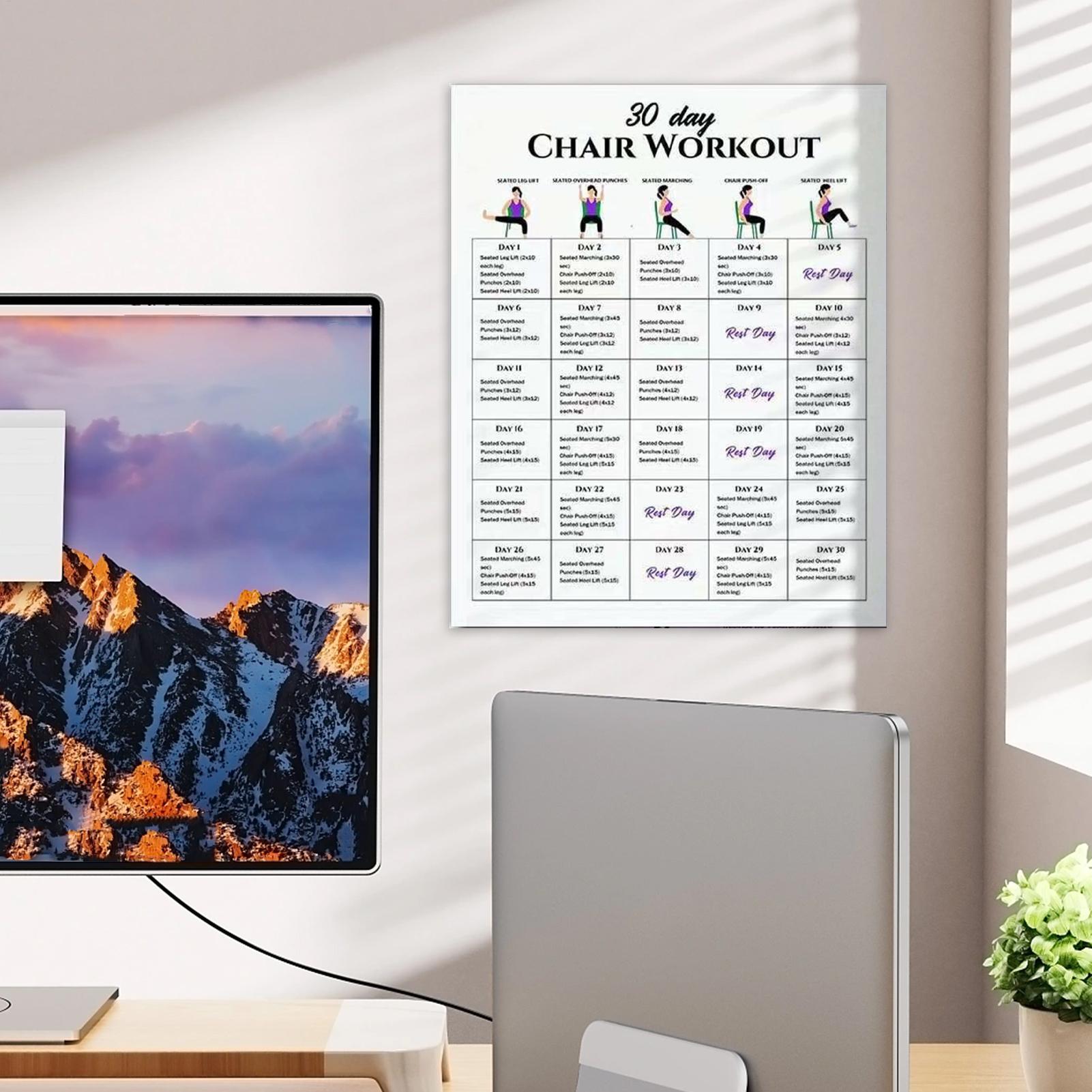 6枚 30日間の椅子エクササイズプランポスター 高齢者向けフ - Yoga Fitness Wallpaper のレビューと価格
