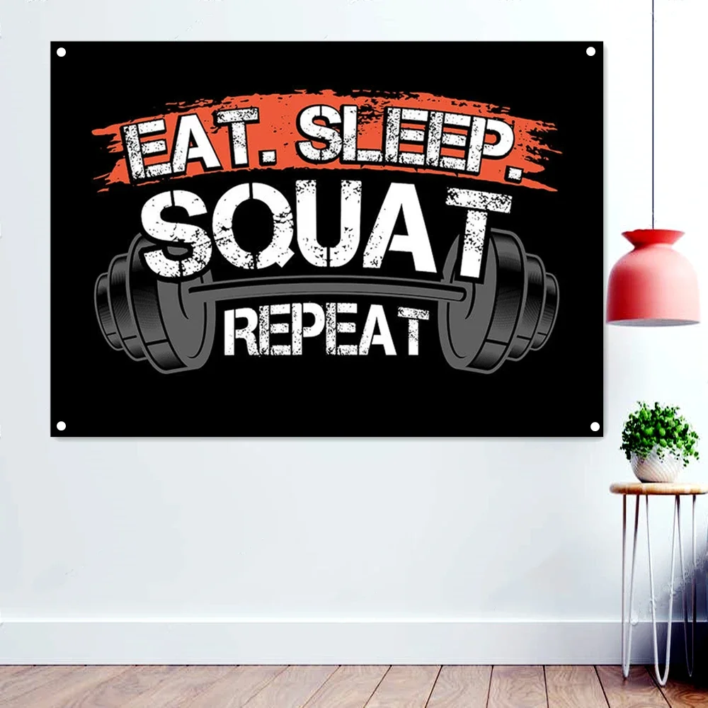 食べる。 睡眠。 スクワット・リピート」ジムのインスピレーシ - Yoga Fitness Wallpaper のレビューと価格